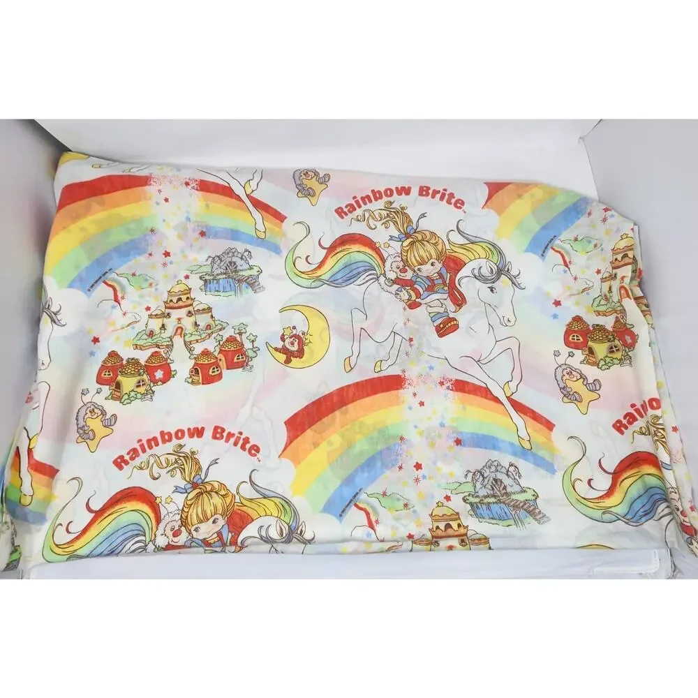VTG Rainbow Brite 2-Piece Twin Size Sheet Set Hallmark 1983 Colorful Bright